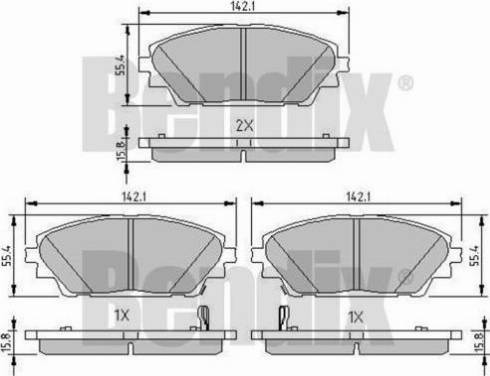 BENDIX 511166 - Гальмівні колодки, дискові гальма autocars.com.ua