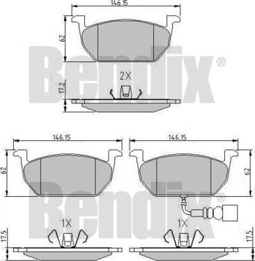 BENDIX 511201 - Гальмівні колодки, дискові гальма autocars.com.ua