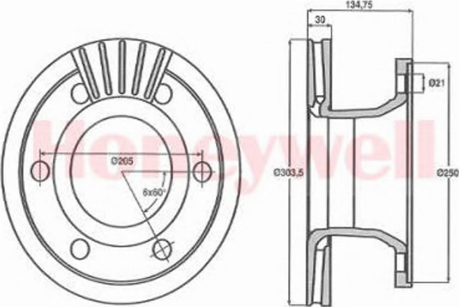 BENDIX 567955B - Гальмівний диск autocars.com.ua