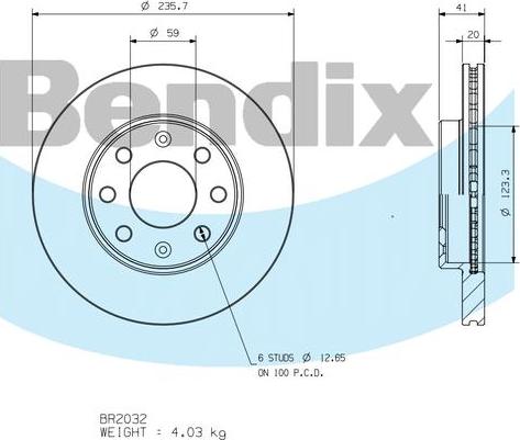 BENDIX BR2032 - Тормозной диск autodnr.net