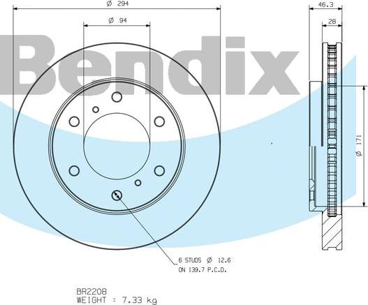 BENDIX BR2208 - Тормозной диск autodnr.net