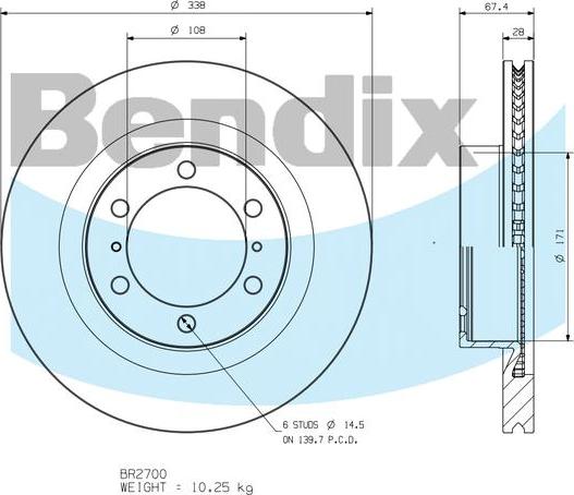 BENDIX BR2700 - Гальмівний диск autocars.com.ua