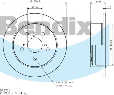 BENDIX BR2711 - Тормозной диск autodnr.net