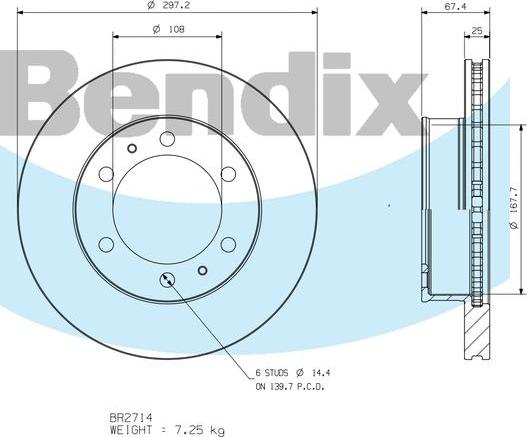 BENDIX BR2714 - Гальмівний диск autocars.com.ua