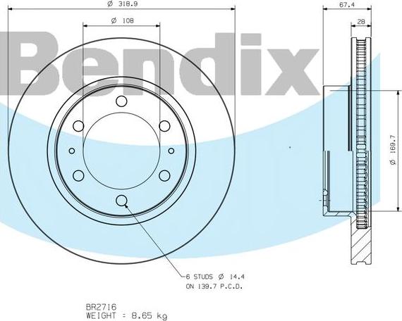 BENDIX BR2716 - Тормозной диск autodnr.net