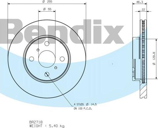 BENDIX BR2718 - Тормозной диск avtokuzovplus.com.ua