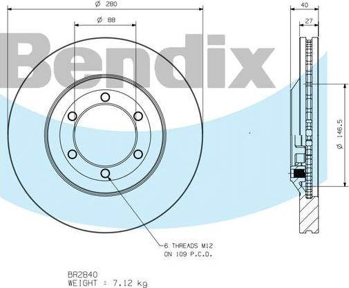 BENDIX BR2840 - Тормозной диск avtokuzovplus.com.ua