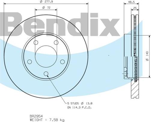 BENDIX BR2954 - Тормозной диск autodnr.net