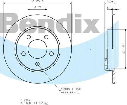 BENDIX BR2955 - Тормозной диск autodnr.net