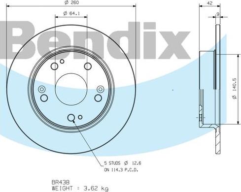 BENDIX BR438 - Тормозной диск autodnr.net