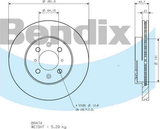 BENDIX BR474 - Тормозной диск autodnr.net