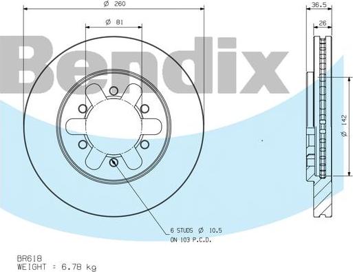 BENDIX BR618 - Гальмівний диск autocars.com.ua