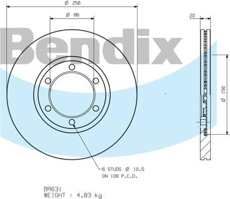 BENDIX BR631 - Гальмівний диск autocars.com.ua