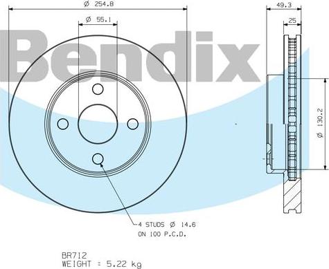 BENDIX BR712 - Тормозной диск autodnr.net