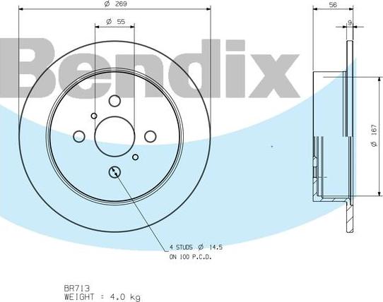 BENDIX BR713 - Тормозной диск autodnr.net