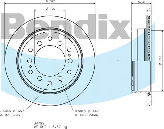 BENDIX BR793 - Тормозной диск autodnr.net