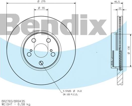 BENDIX BR9435 - Тормозной диск autodnr.net