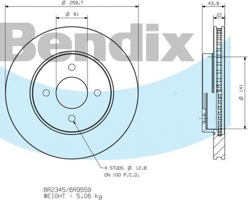 BENDIX BR9559 - Тормозной диск autodnr.net