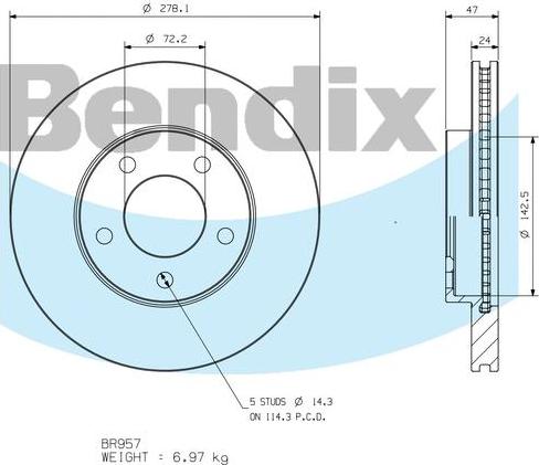 BENDIX BR957 - Тормозной диск autodnr.net