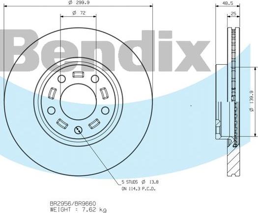 BENDIX BR9660 - Гальмівний диск autocars.com.ua