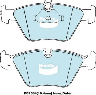 BENDIX DB1364 GCT - Тормозные колодки, дисковые, комплект autodnr.net