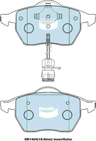 BENDIX DB1404 MKT - Тормозные колодки, дисковые, комплект autodnr.net