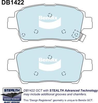 BENDIX DB1422 STEALTH GCT - Тормозные колодки, дисковые, комплект autodnr.net