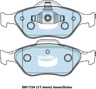 BENDIX DB1724 GCT - Тормозные колодки, дисковые, комплект autodnr.net