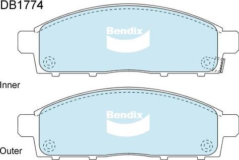 BENDIX DB1774 4WD - Тормозные колодки, дисковые, комплект autodnr.net