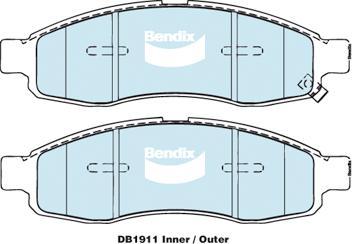 BENDIX DB1911 MKT - Тормозные колодки, дисковые, комплект autodnr.net