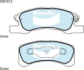 BENDIX DB1912 GCT - Тормозные колодки, дисковые, комплект autodnr.net