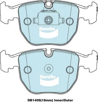 Bendix-AU DB1409 -4WD - Гальмівні колодки, дискові гальма autocars.com.ua