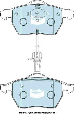 Bendix-AU DB1427 EURO+ - Гальмівні колодки, дискові гальма autocars.com.ua