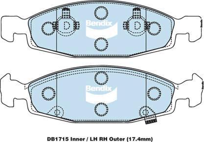 Bendix-AU DB1715 -4WD - Гальмівні колодки, дискові гальма autocars.com.ua
