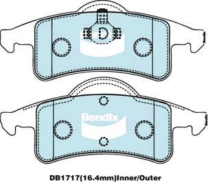 Bendix-AU DB1717 -4WD - Гальмівні колодки, дискові гальма autocars.com.ua