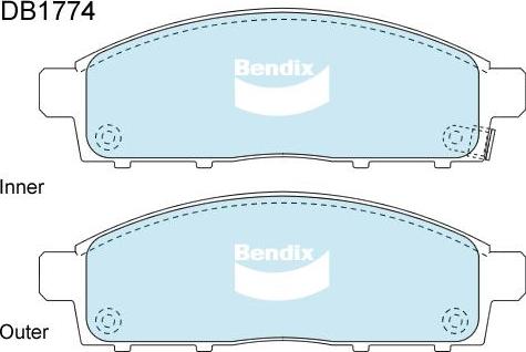 Bendix-AU DB1774 -4WD - Гальмівні колодки, дискові гальма autocars.com.ua