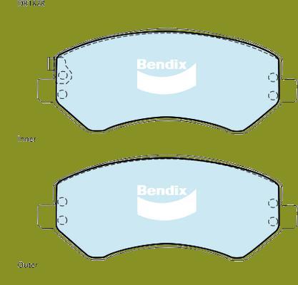 Bendix-AU DB1828 -4WD - Гальмівні колодки, дискові гальма autocars.com.ua
