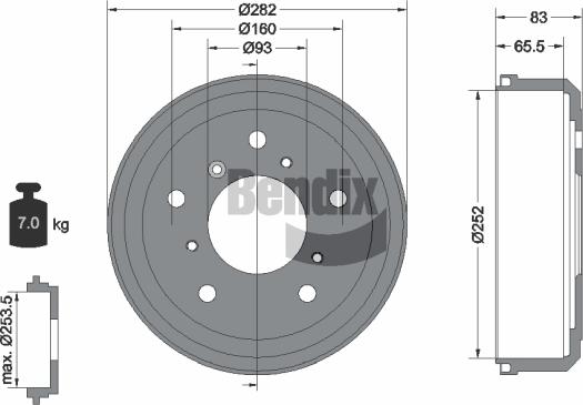 BENDIX Braking BDM1002 - Гальмівний барабан autocars.com.ua