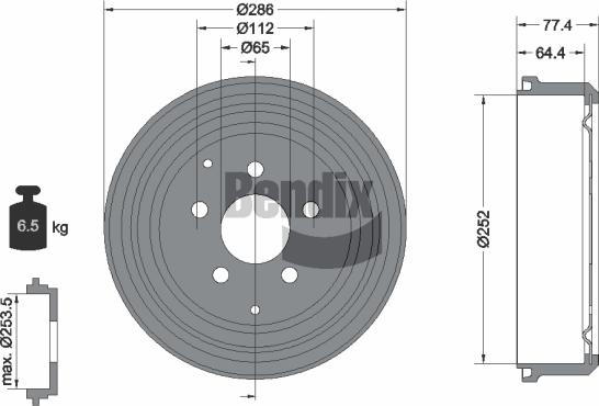 BENDIX Braking BDM1008 - Гальмівний барабан autocars.com.ua