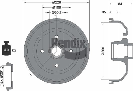 BENDIX Braking BDM1012 - Гальмівний барабан autocars.com.ua