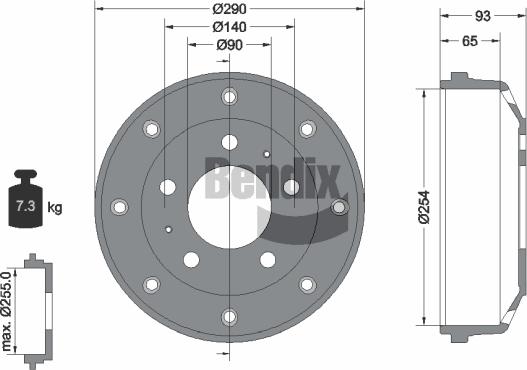 BENDIX Braking BDM1015 - Гальмівний барабан autocars.com.ua