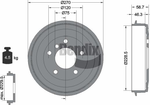 BENDIX Braking BDM1019 - Гальмівний барабан autocars.com.ua