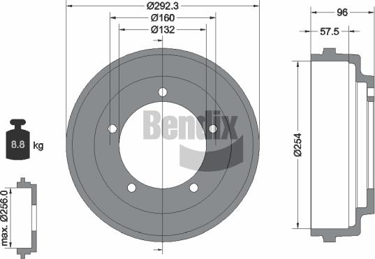 BENDIX Braking BDM1021 - Гальмівний барабан autocars.com.ua
