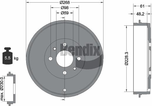 BENDIX Braking BDM1024 - Гальмівний барабан autocars.com.ua