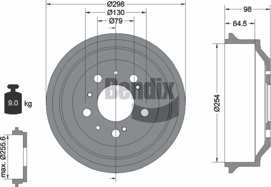 BENDIX Braking BDM1028 - Гальмівний барабан autocars.com.ua