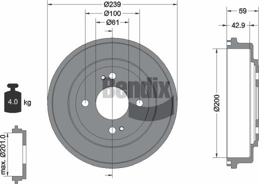 BENDIX Braking BDM1031 - Гальмівний барабан autocars.com.ua