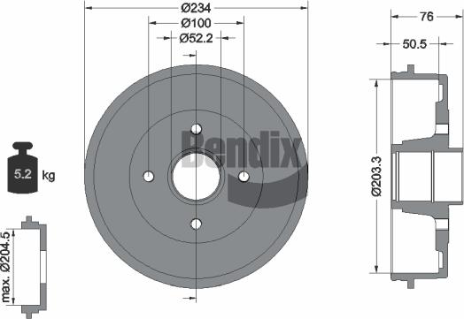 BENDIX Braking BDM1041 - Гальмівний барабан autocars.com.ua