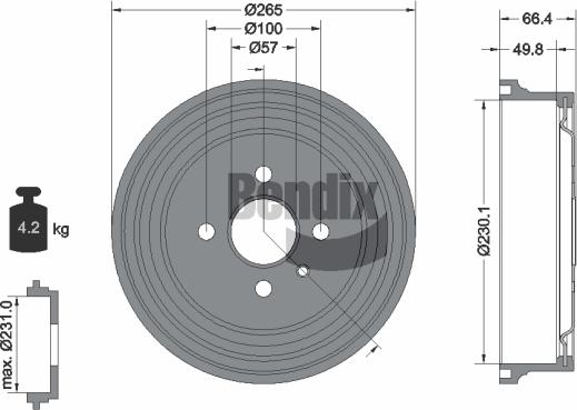 BENDIX Braking BDM1045 - Гальмівний барабан autocars.com.ua