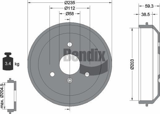 BENDIX Braking BDM1049 - Гальмівний барабан autocars.com.ua