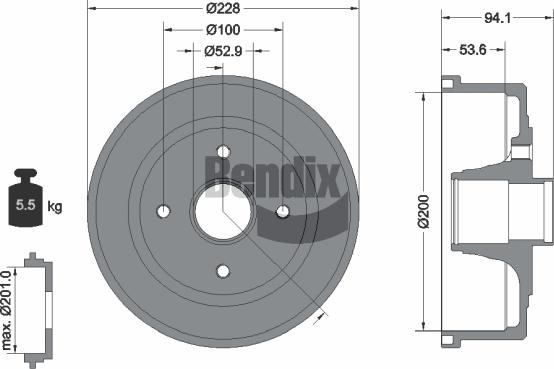 BENDIX Braking BDM1058 - Гальмівний барабан autocars.com.ua